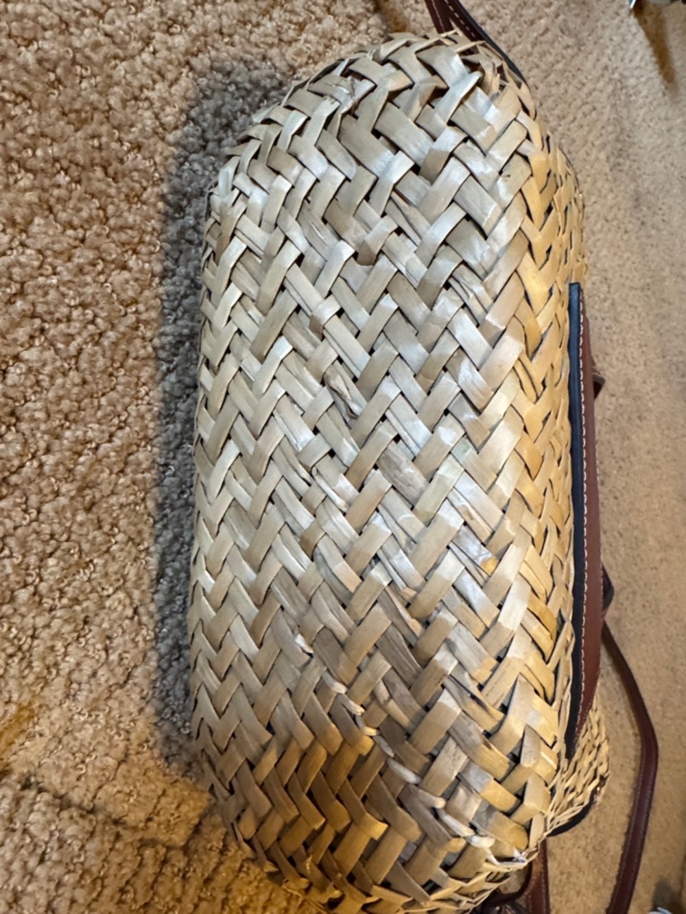 Mango Woven Straw Tote with Brown Leather Accents - Picture 5 of 5